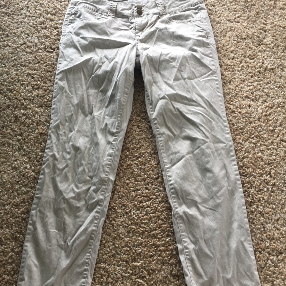 Khaki colored straight leg pants